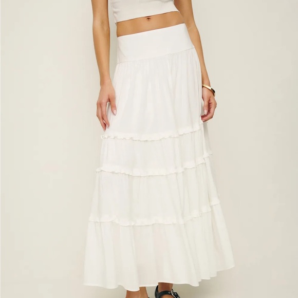 Reformation Dresses & Skirts - Reformation White Tiered Maxi Skirt